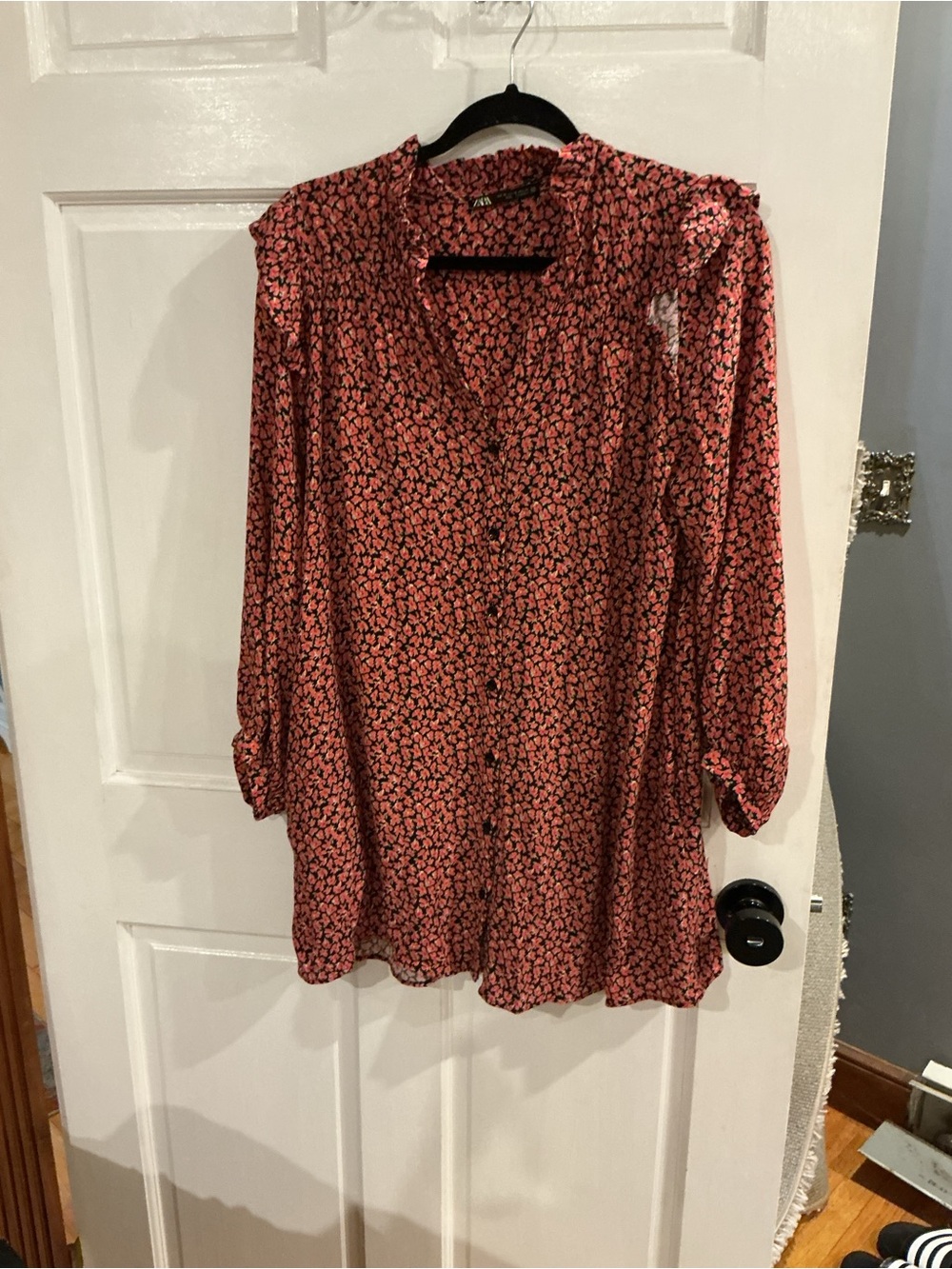 ZARA BUTTON DOWN FLORAL MINI DRESS OR LONG SHIRT